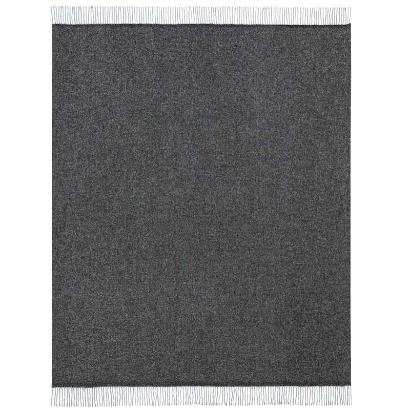 anthrazitfarbenes Fransenplaid in Tweed-Optik