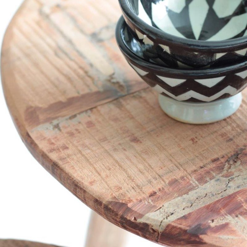 runder Coffee table aus recyceltem Holz in 2 Größen
