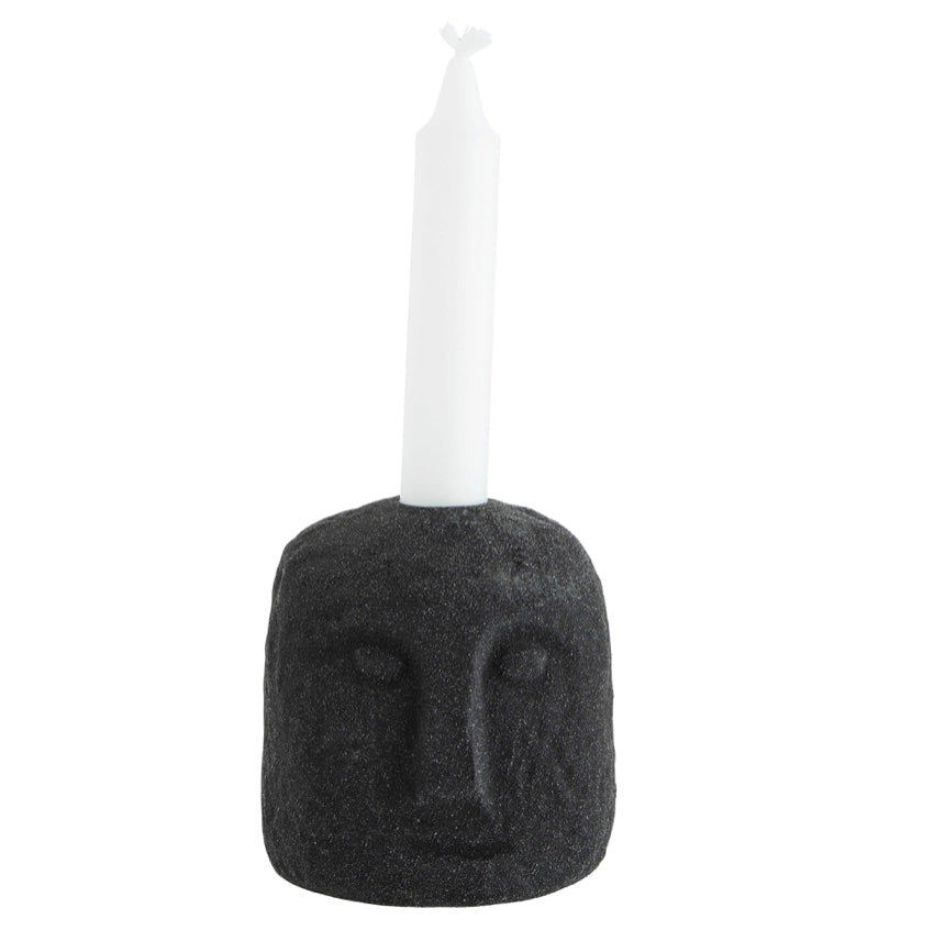 Madam Stoltz, Kerzenhalter Face imprint aus Steingut in 2 Farben, monochrome-home Buxtehude