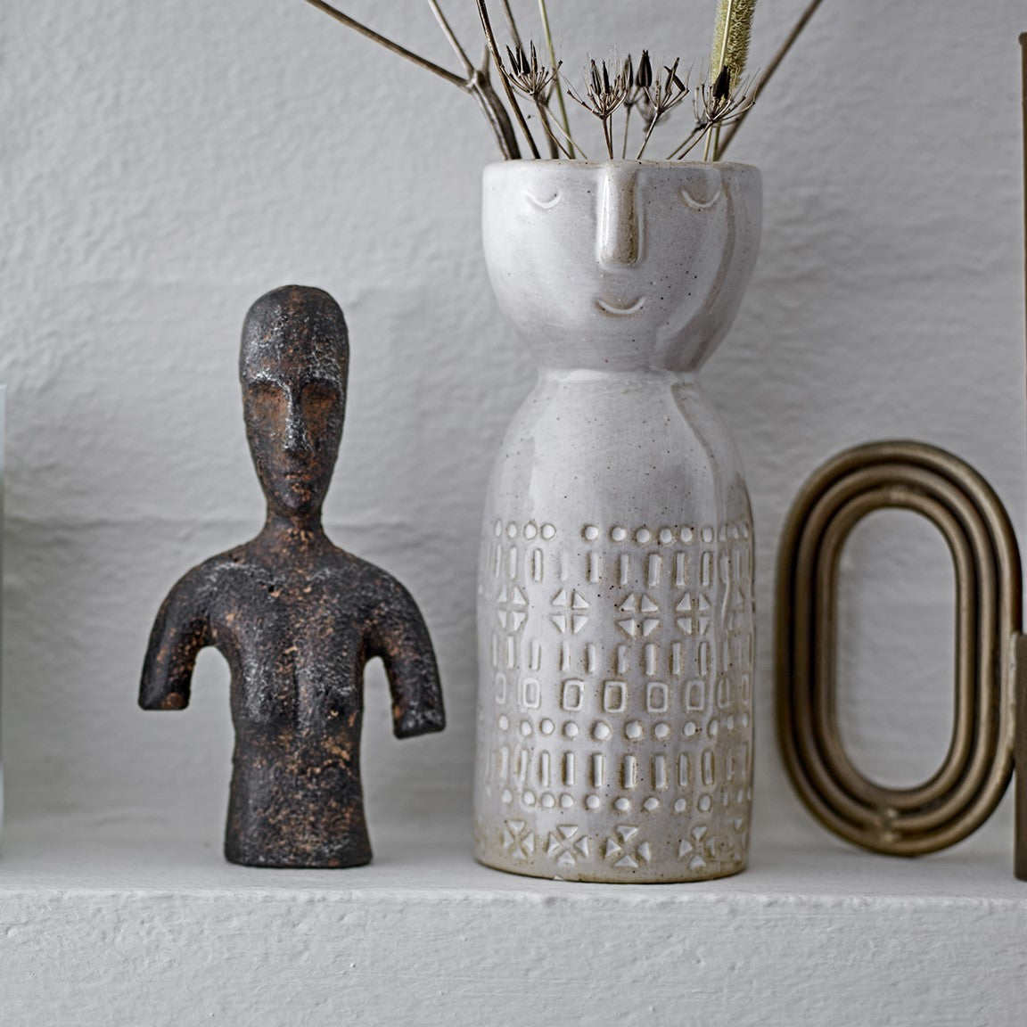 Stoneware Vase Face Bloomingville