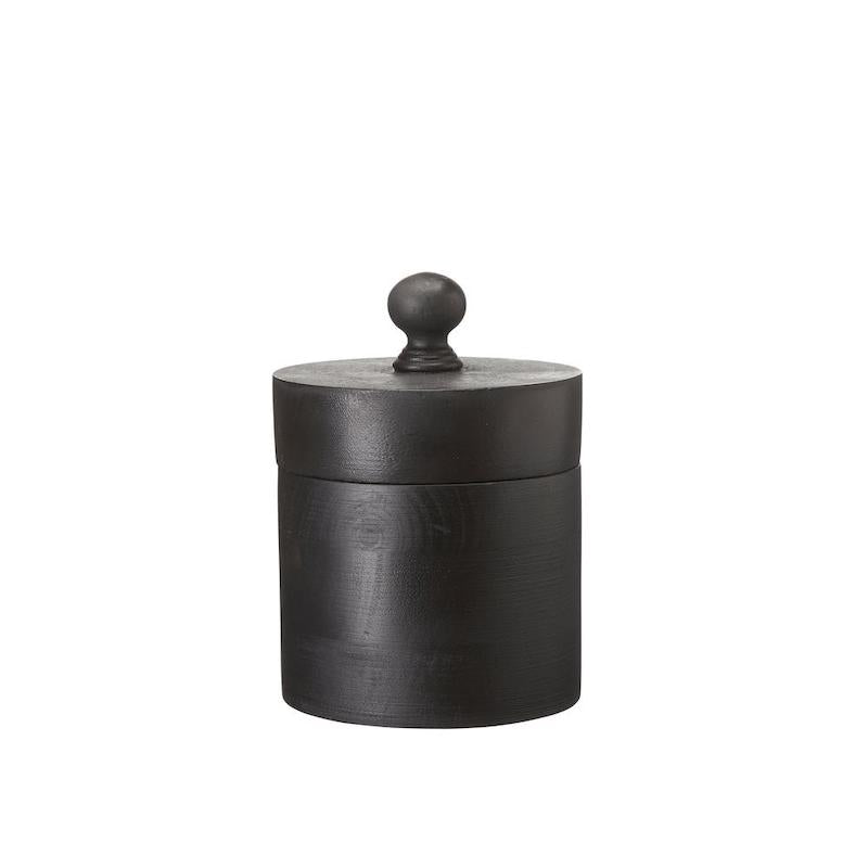 schwarze Aufbewahrungsdose mit Deckel aus Holz