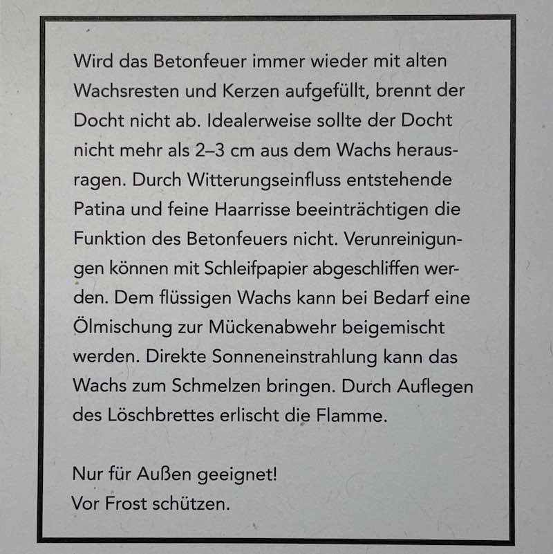 Beske Betonfeuer Solo Anwendung