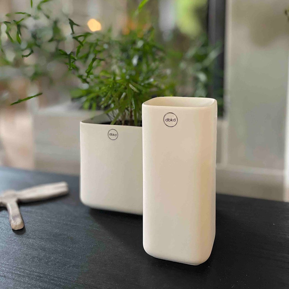 DBKD Cube Vase Keramik matt weiß