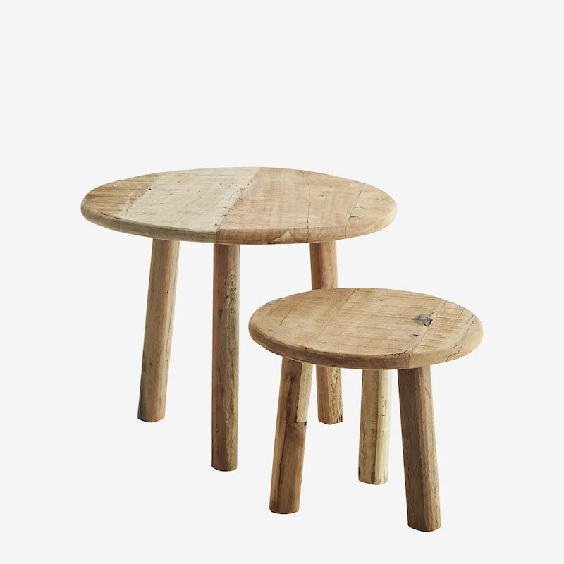 runder Coffee table aus recyceltem Holz in 2 Größen