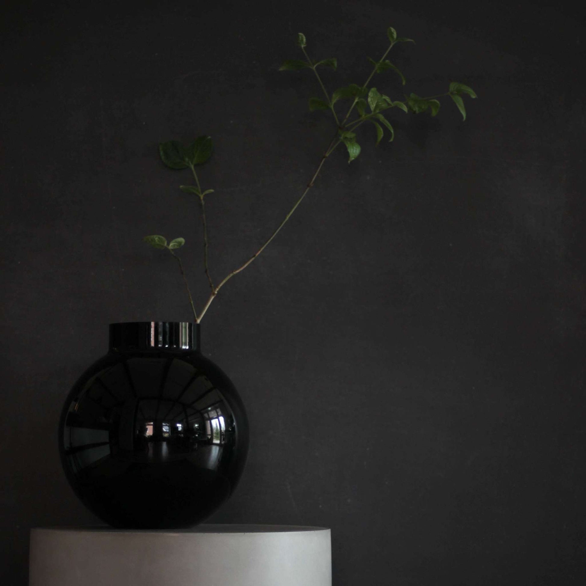 Wikholm Form schwarze Glasvase  rund und skandinavisch schön von monochrome-home ausBuxtehude
