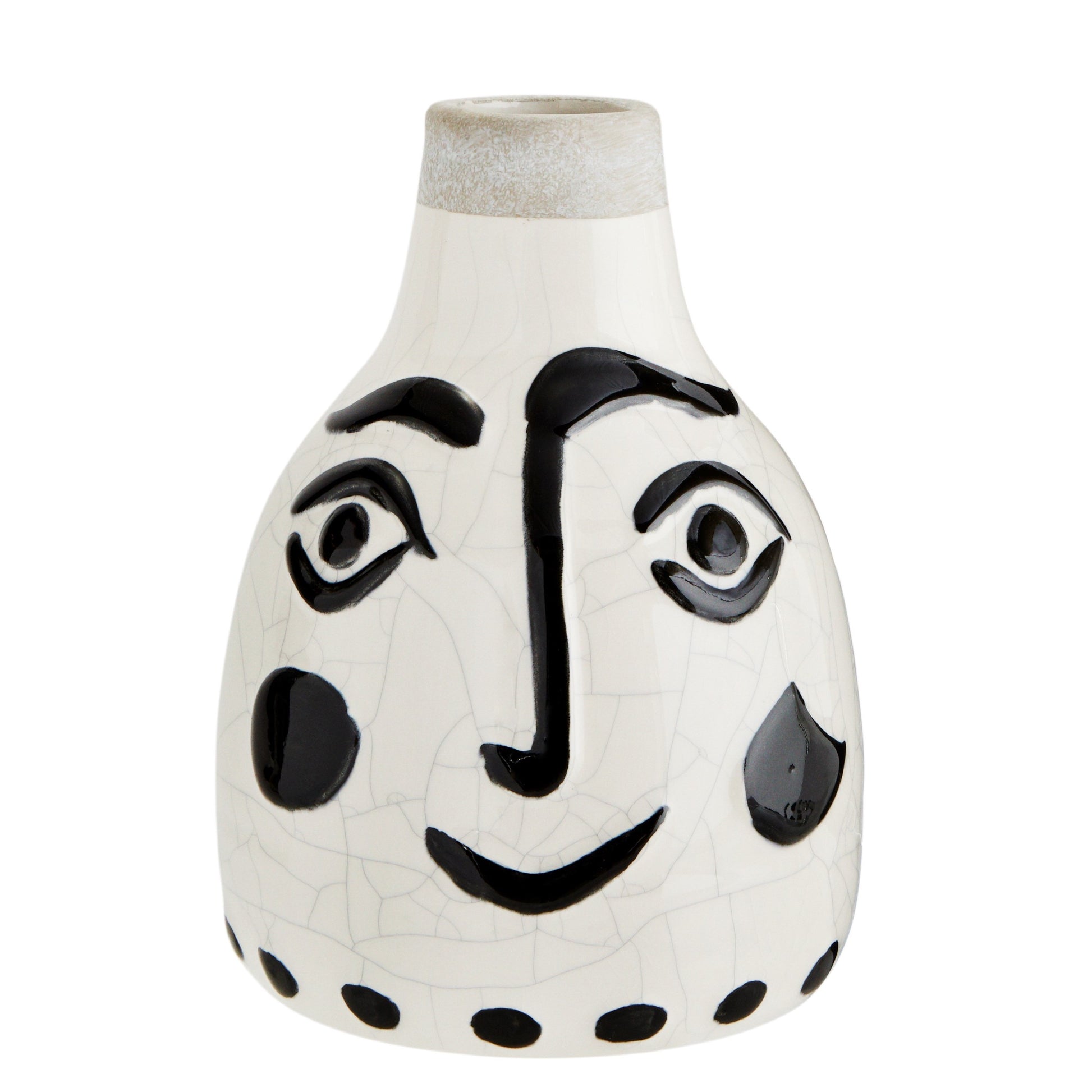 Steingut Vase mit Gresicht, Stoneware Vase Face, Madam Stoltz, monochrome-home Buxtehude