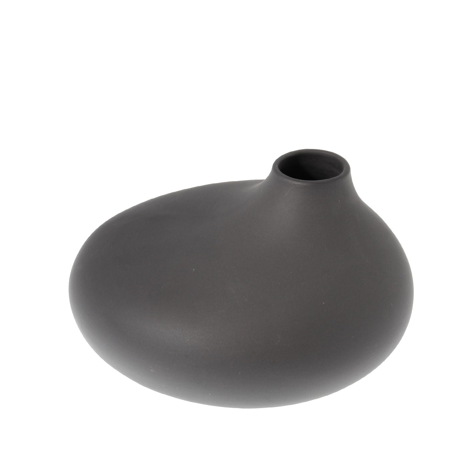 Storefactory Vase Källa Keramik flach anthrazit, monochrome-home Buxtehude